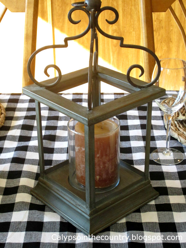 Lantern on farmhouse table