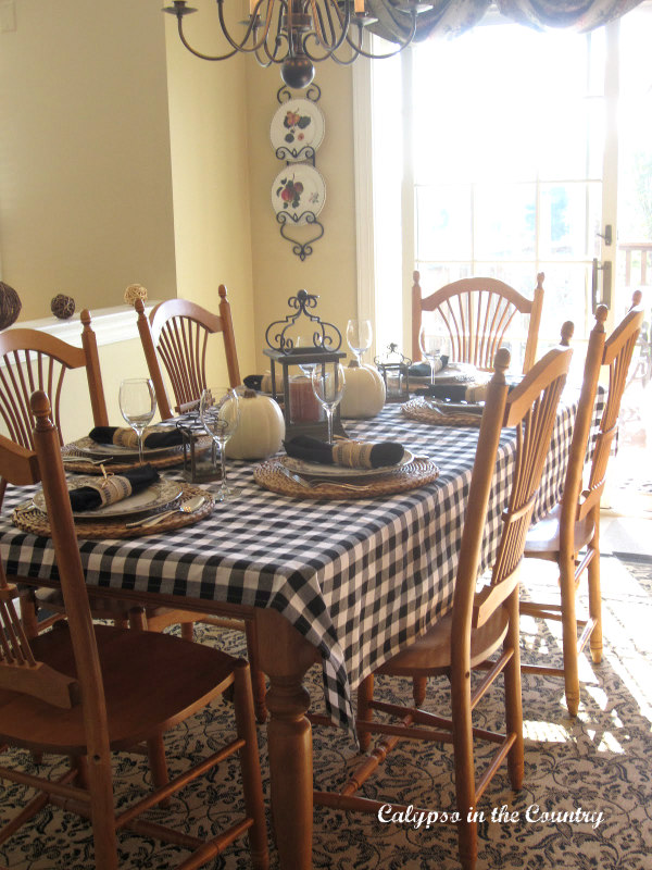 farmhouse table set for fall
