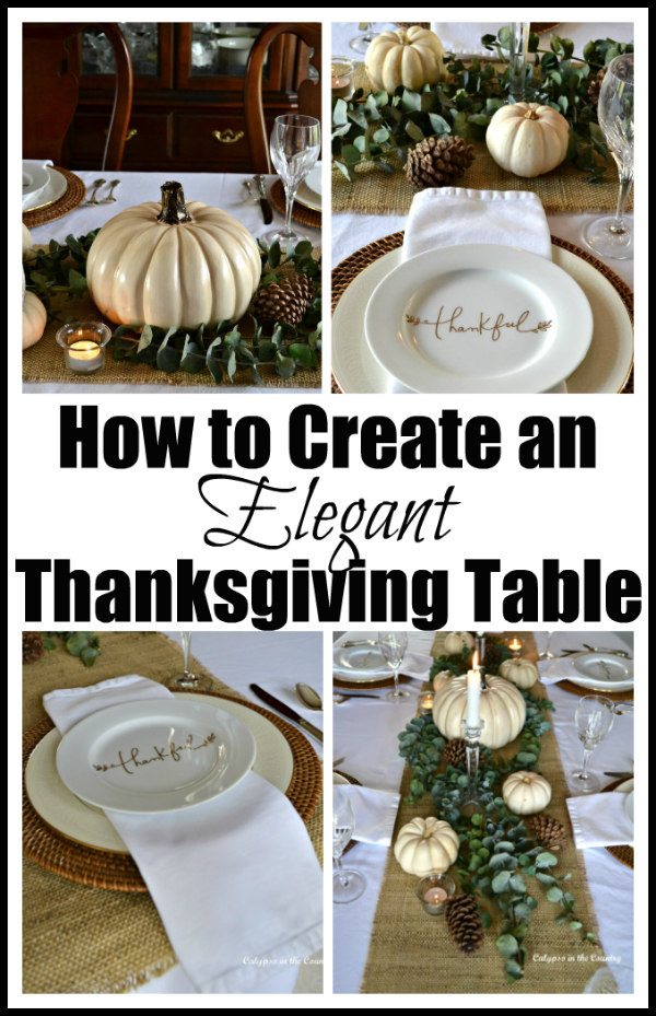 Elegant Thanksgiving Table Setting with White Pumpkins