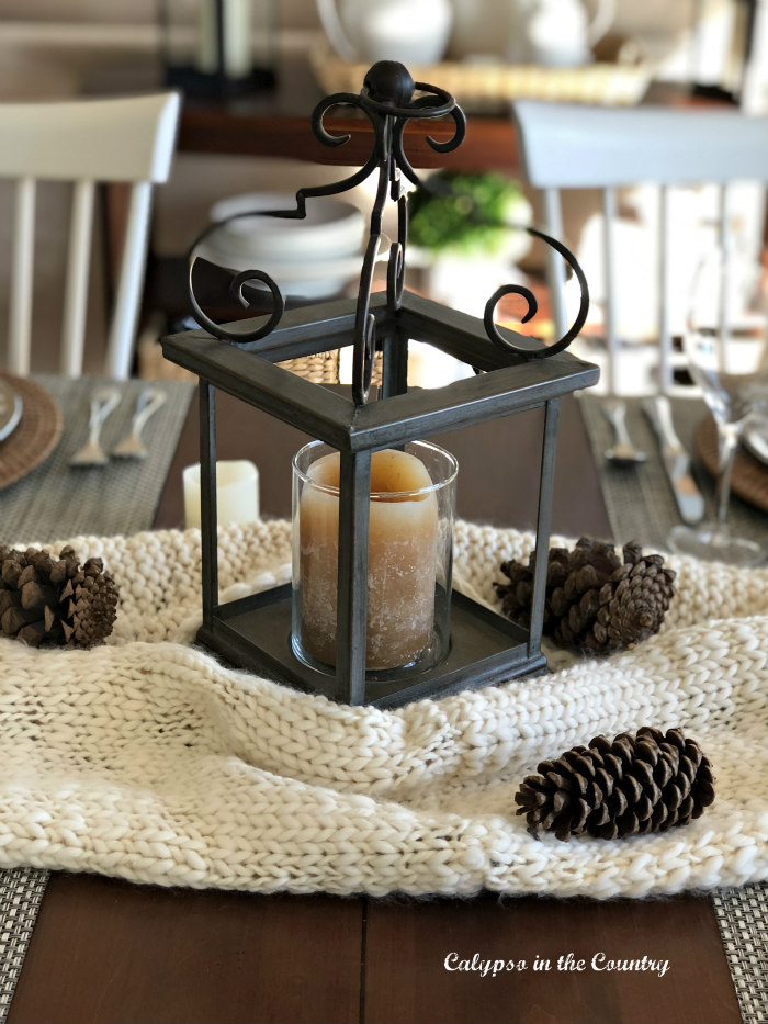 Candle centerpiece on sweater