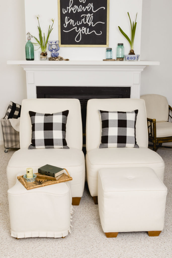 Chairs with buffalo check pillows