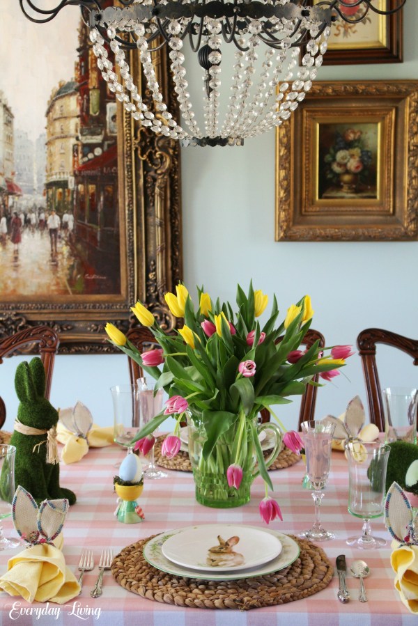 Easter table with tulips