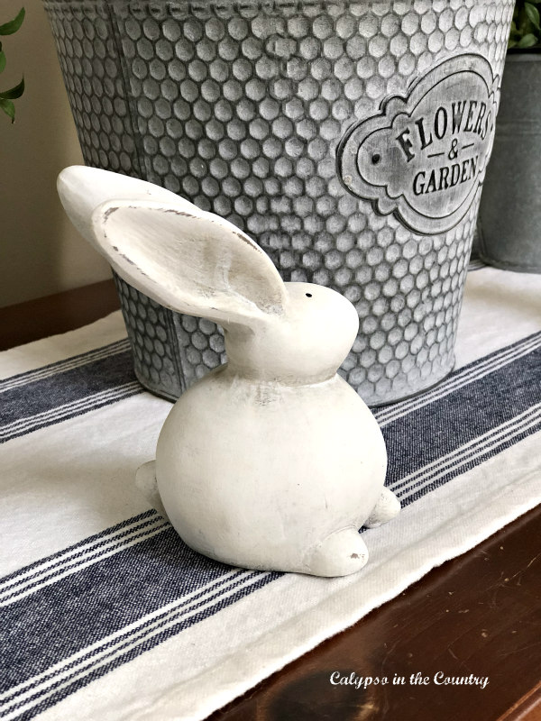 white bunny on spring table