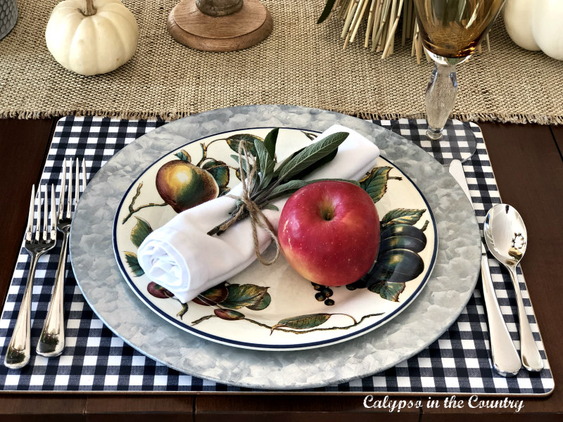 Casual Fall place setting with apple