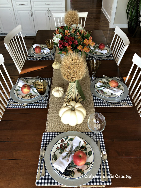 top view of Thanksgiving table