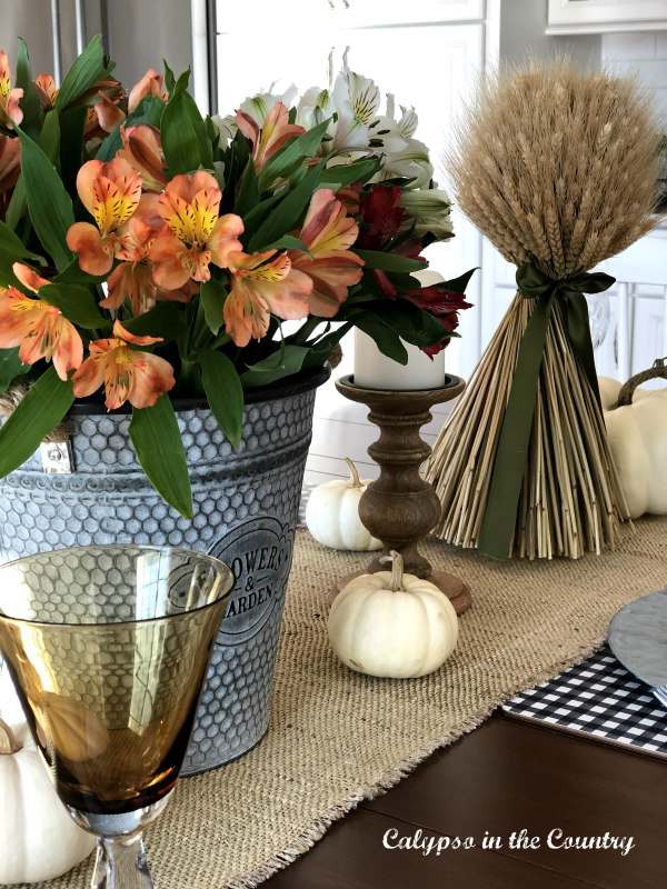 Flowers and Wheat on table