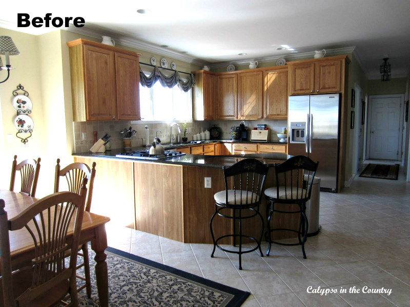 oak kitchen with tile floors