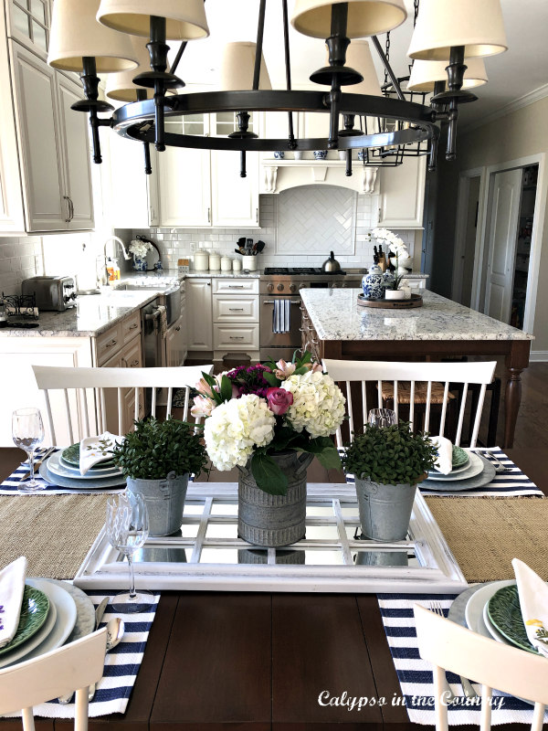 Spring table in white kitchen