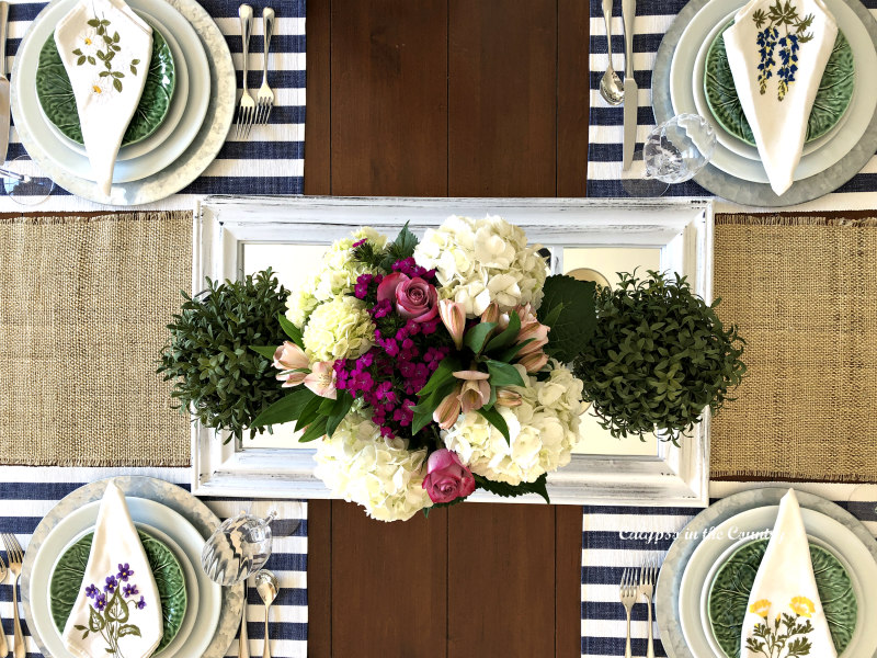 spring tablescape from above