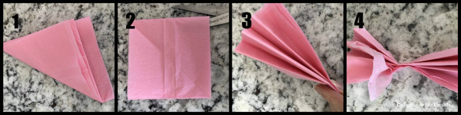 steps to make a pink tissue paper flower