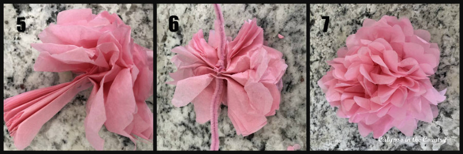 pink DIY tissue paper flower instructions