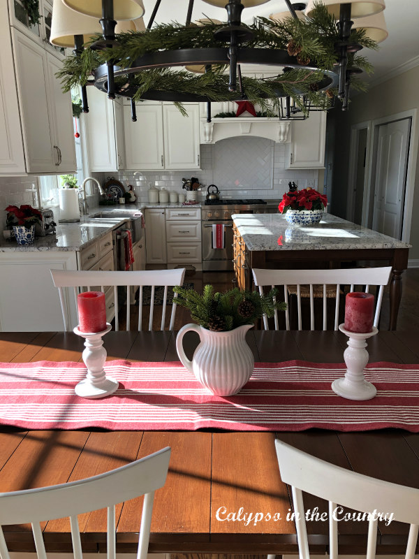 Table with red and white accessories
