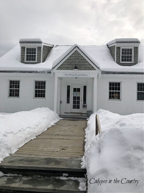 Farmhouse Pottery store with snow