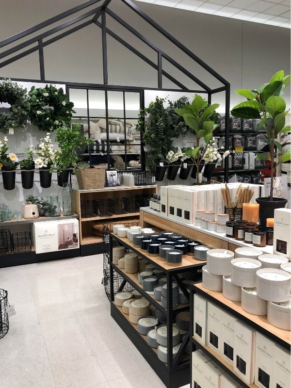 Candles and greenery in store display - Spring Home Decor Target