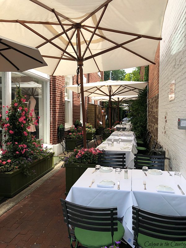 outdoor patio with umbrellas 