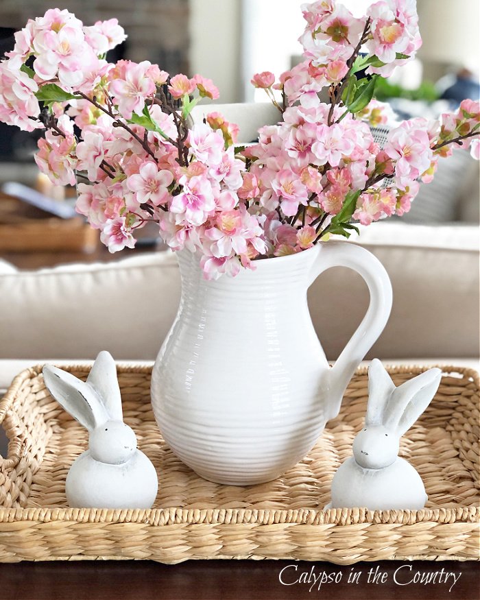 Pink Cherry Blossoms in White Pitcher - Favorites of 2021