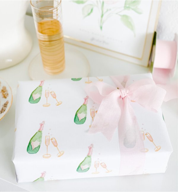 champagne wrapping paper for Valentine's Day