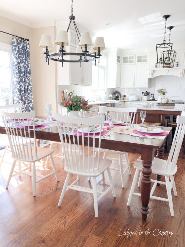 White kitchen with white chairs