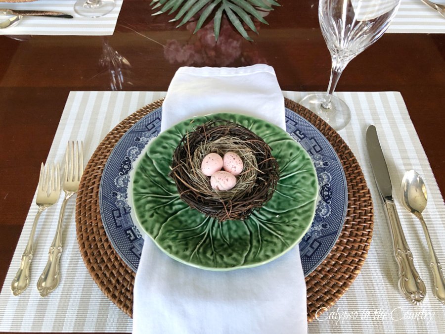 Easter place setting with nest