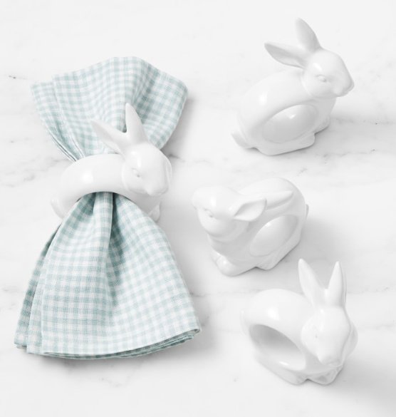 white bunny napkin rings - decorating for Easter ideas