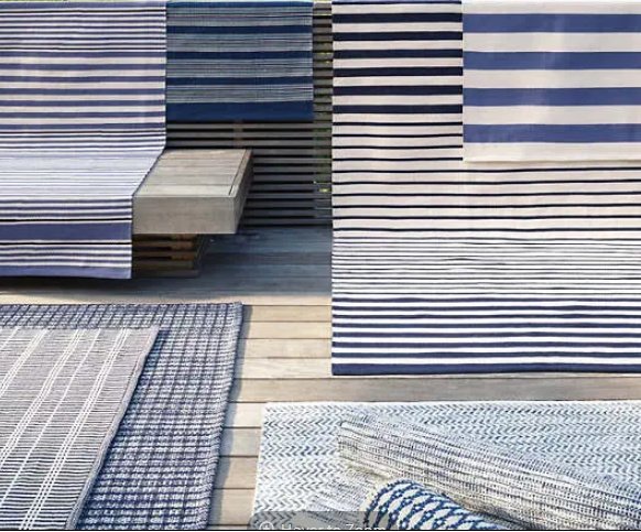 Blue and white striped rugs - coastal style inspiration