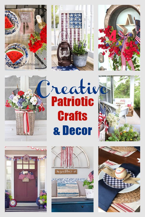 Creative patriotic crafts and decor - collage of red white and blue DIY projects