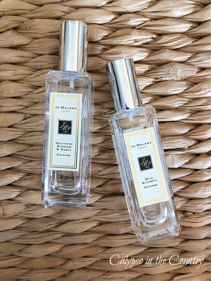 Jo Malone cologne bottles on seagrass tray - hello may Mother's Day gifts