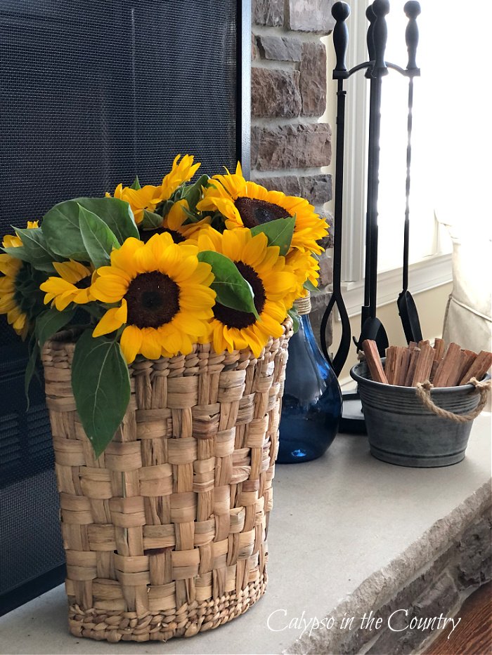 Basket of sunflowers - decorating ideas for fall