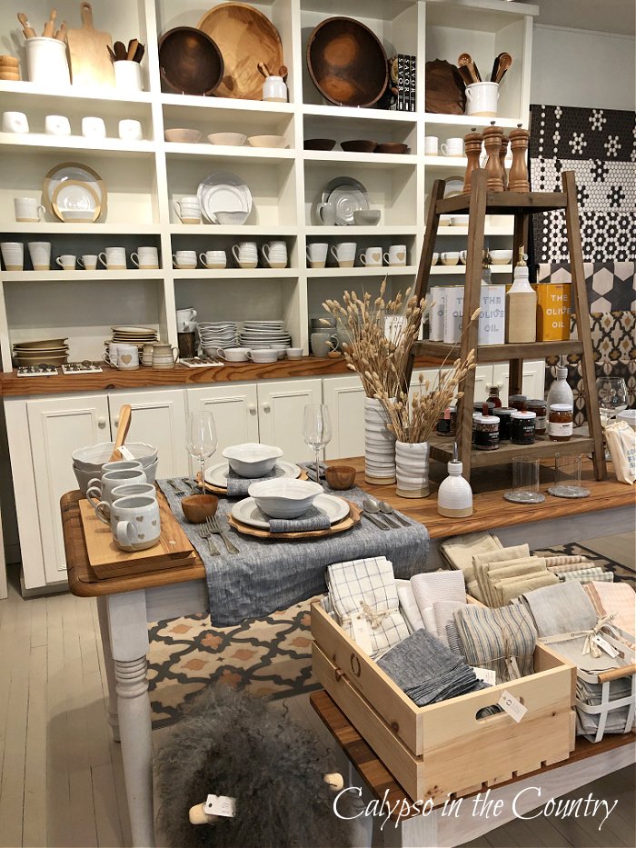 fall merchandise displayed at Farmhouse Pottery store