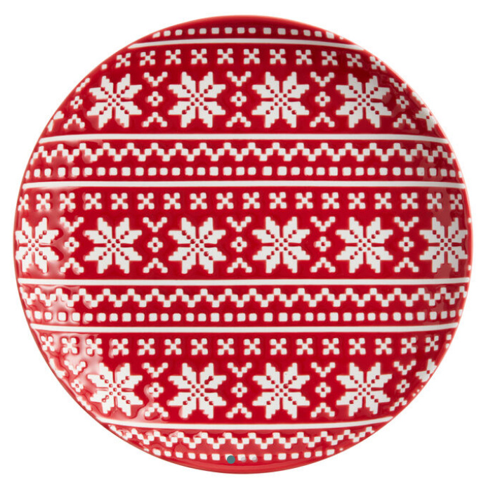 Red and white snowflake plates from World Market