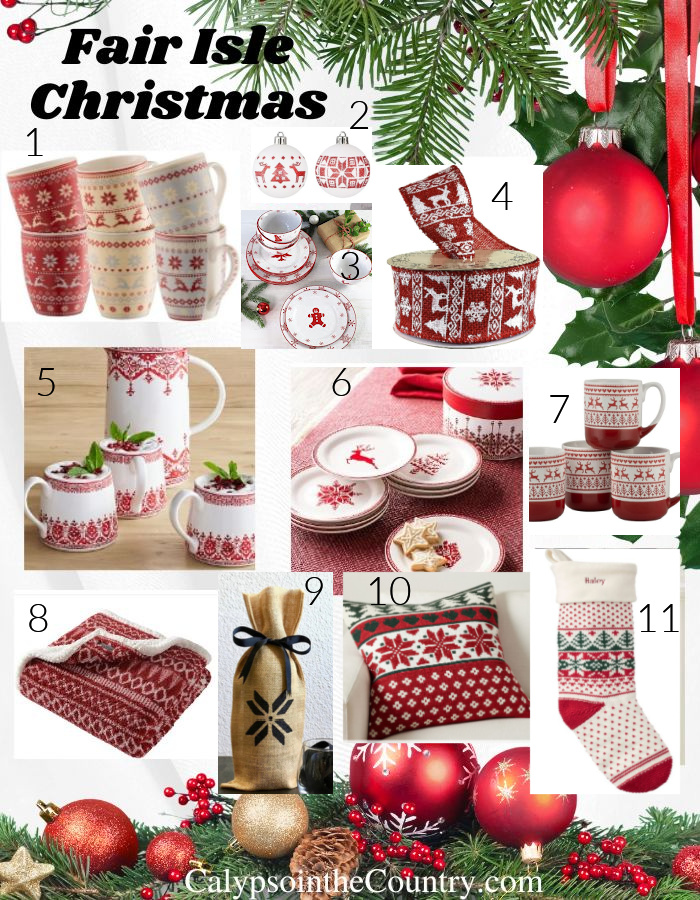 Fair Isle Christmas Ideas - red and white home decor