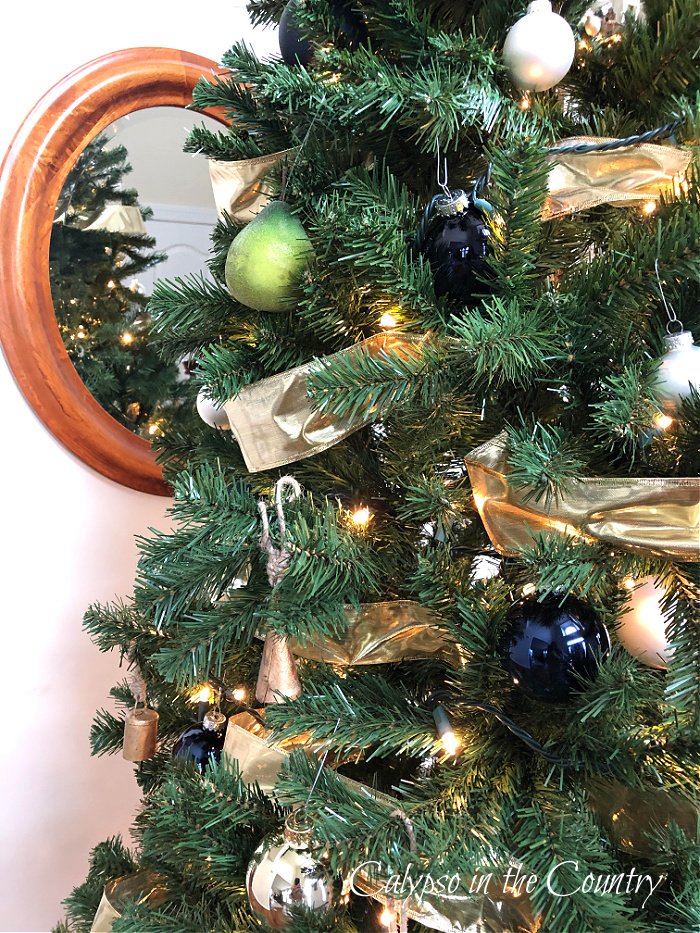 Gold and blue Christmas tree decorations