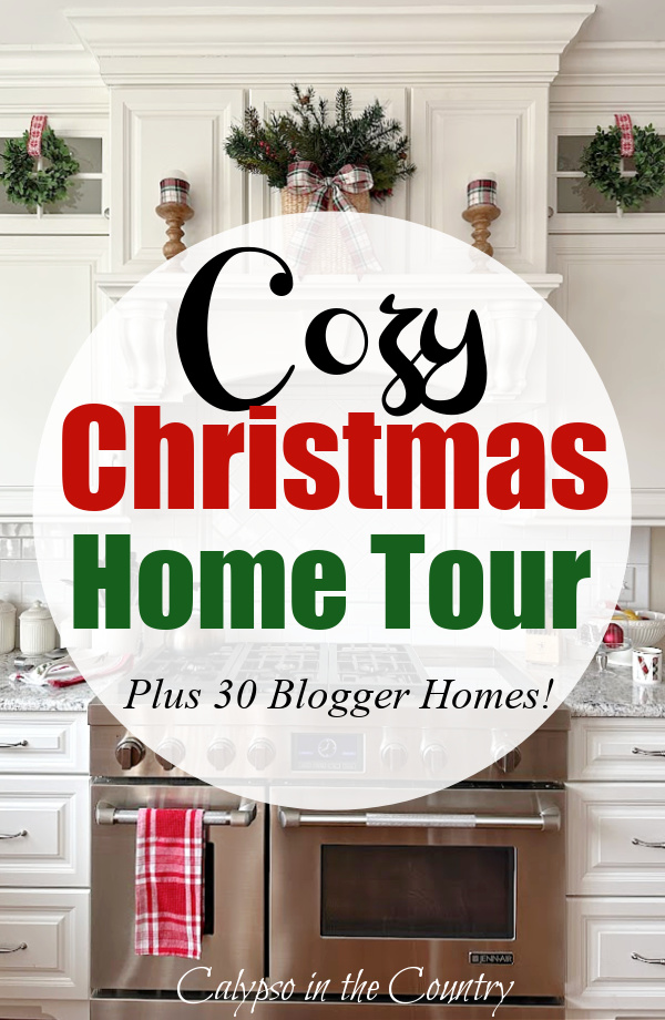 White kitchen with holiday decorations - Cozy Christmas Home Tour