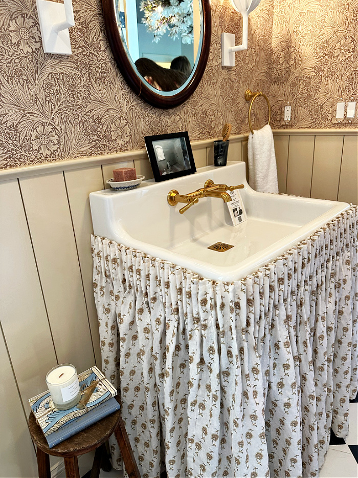 Skirted sink - traditional bathroom ideas in a designer showhouse