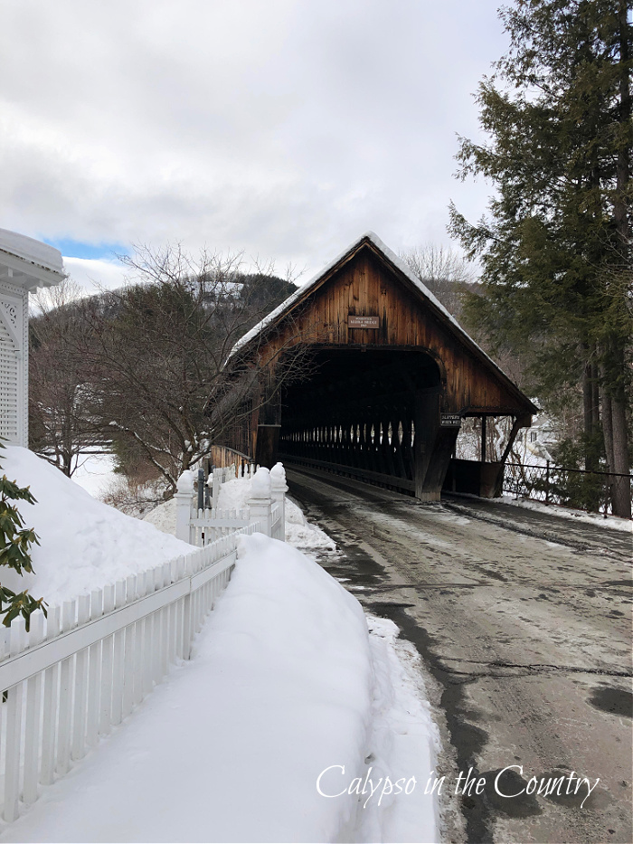 Covered bridge in the snow