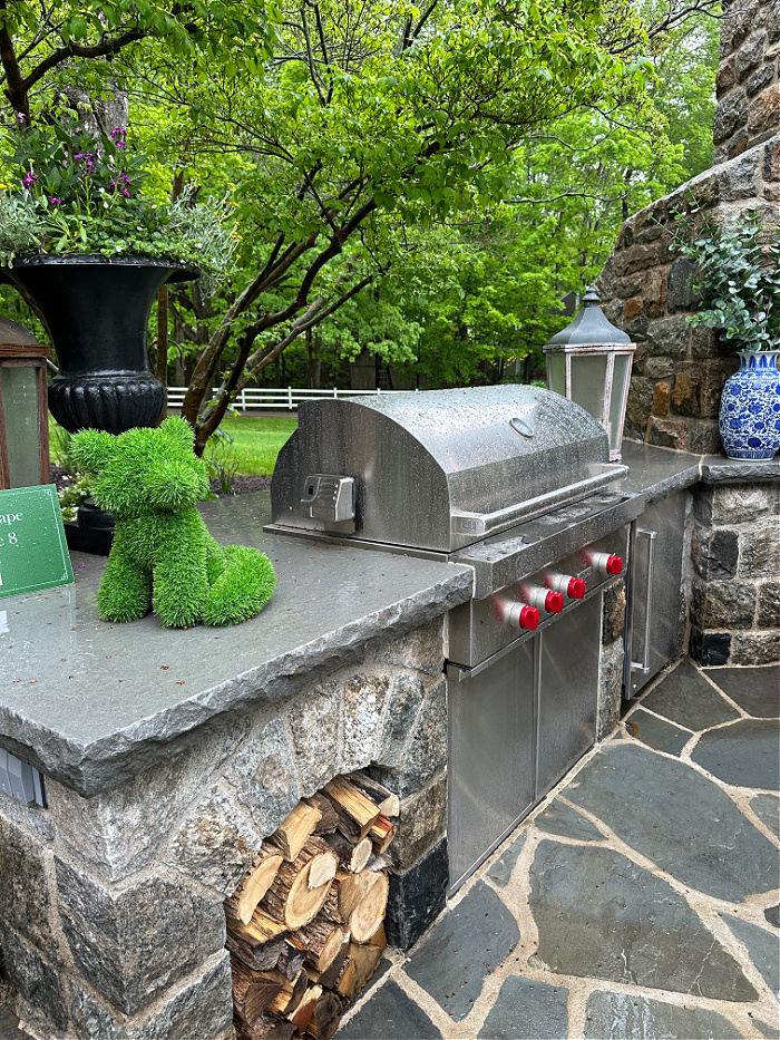 Outdoor stone counters with built in grill for patio season