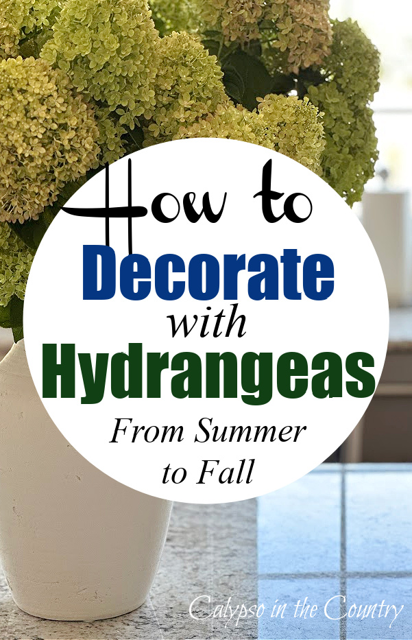 Green hydrangeas in white vase - how to decorate with hydrangeas from summer to fall
