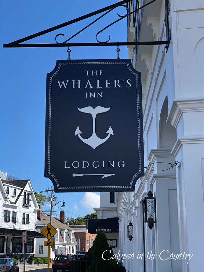 Navy Blue Whaler's Inn sign - Coastal Connecticut