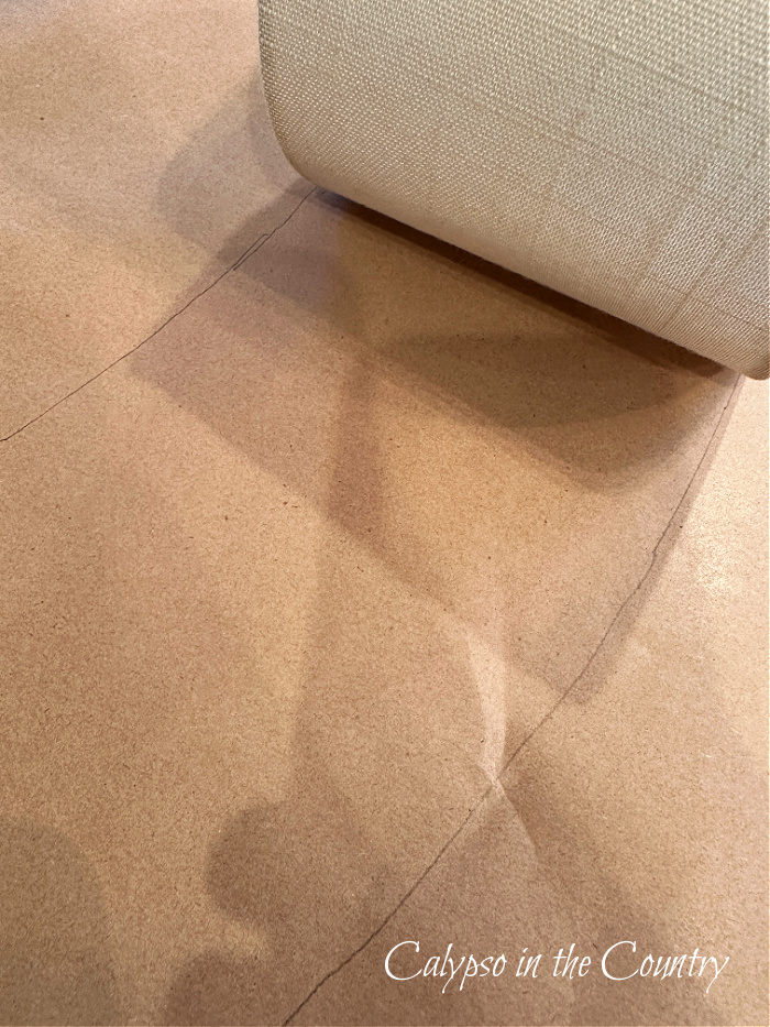 kraft paper and plain lampshade with pencil template drawn 