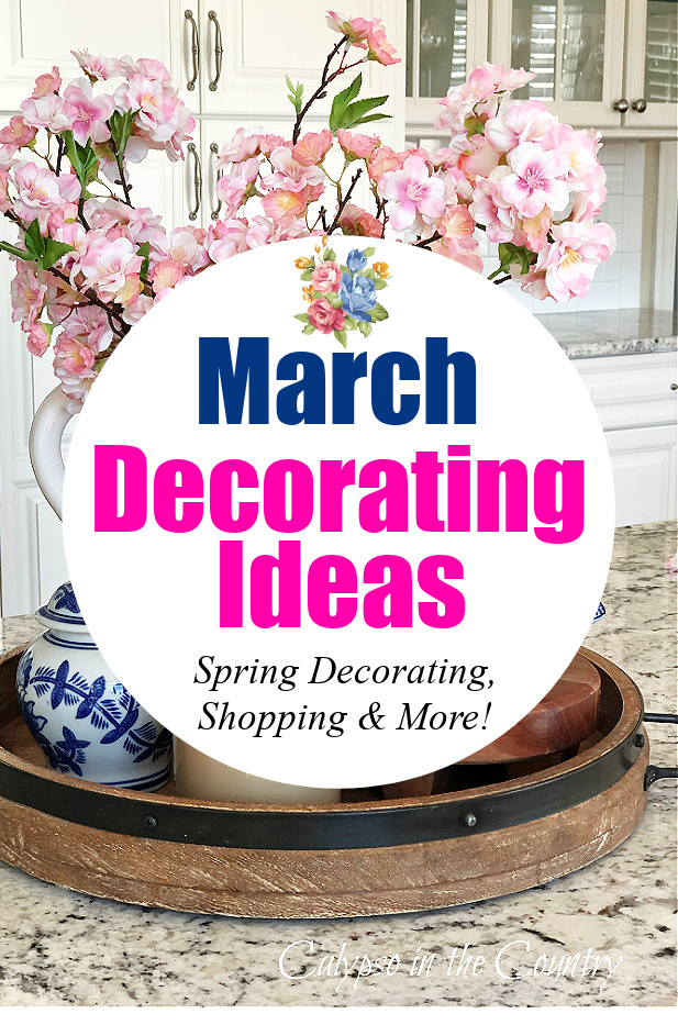 Cherry blossoms on tray - Late March Decorating ideas