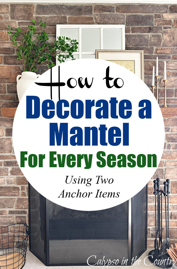 Stone fireplace with greenery and mirror - How to Decorate a Mantel for Every Season