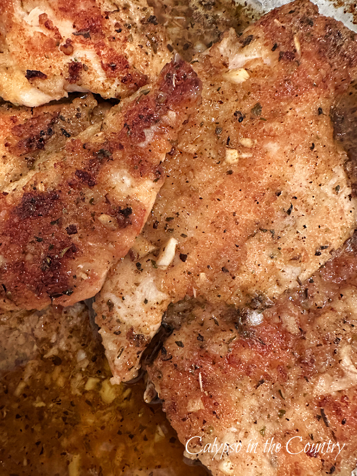 Close up of lemon garlic chicken - July wrap up