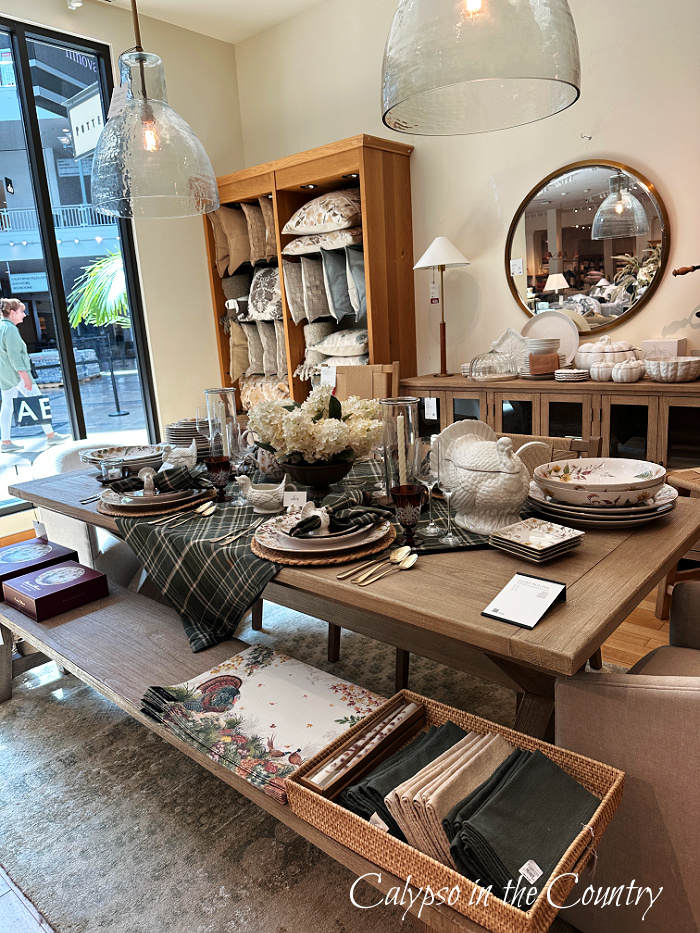 Store display with Thanksgiving table decor - September wrap up